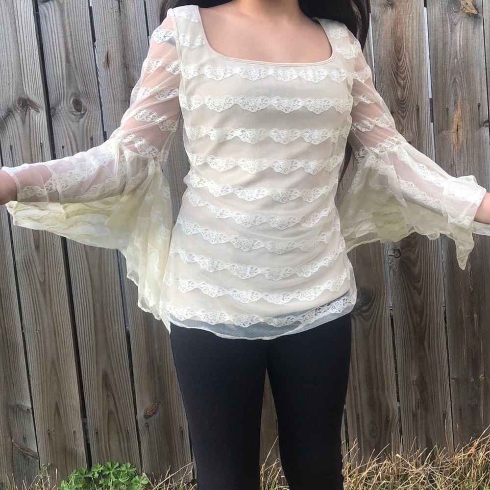 ANNE FONTAINE  Flowing Ruffle  Long sleeves sz 38